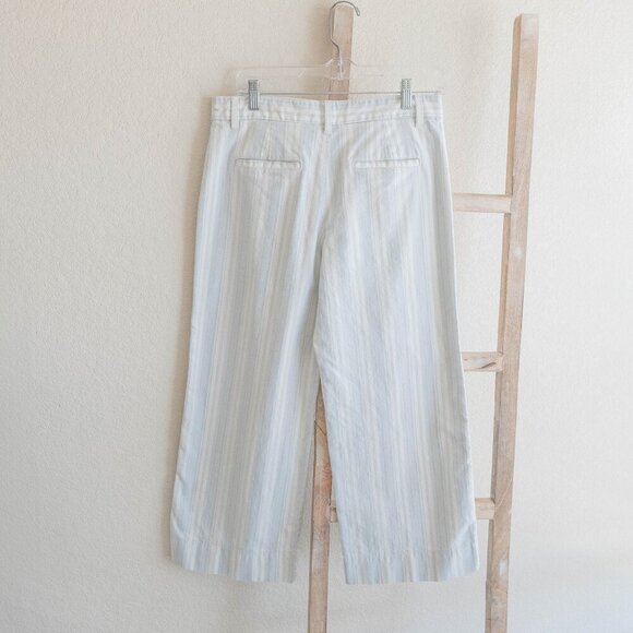 GAP Cropped Pants Size 6 Blue White Stripe Cropped Wide Leg Stretch - Picture 4 of 5